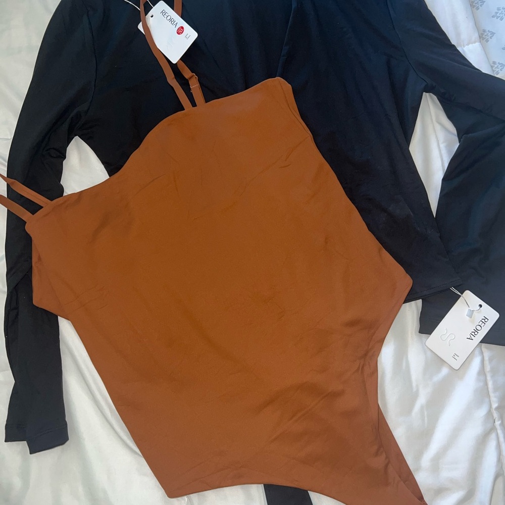 Black Long Sleeve Bodysuit and Brown Bodysuit (3 pack) - Picture 8 of 9